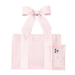 Case-Mate Light Pink Tote with Bow and Phone Pouch